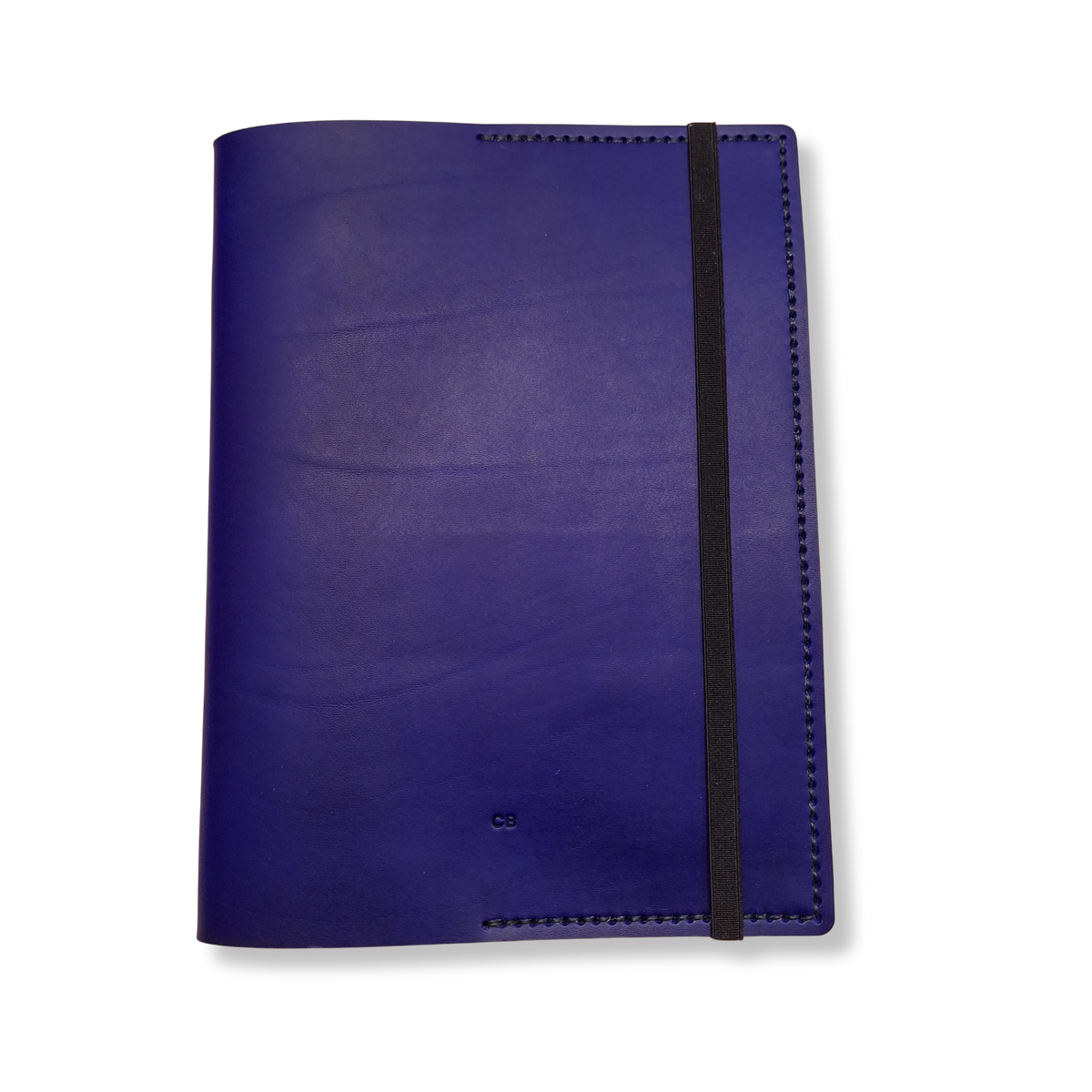 protège carnet cahier cuir sur mesure personnalisable cadeau note écriture dessin élastique maroquinerie artisanale faméthic français marseille inscription personnalisée bleu indigo