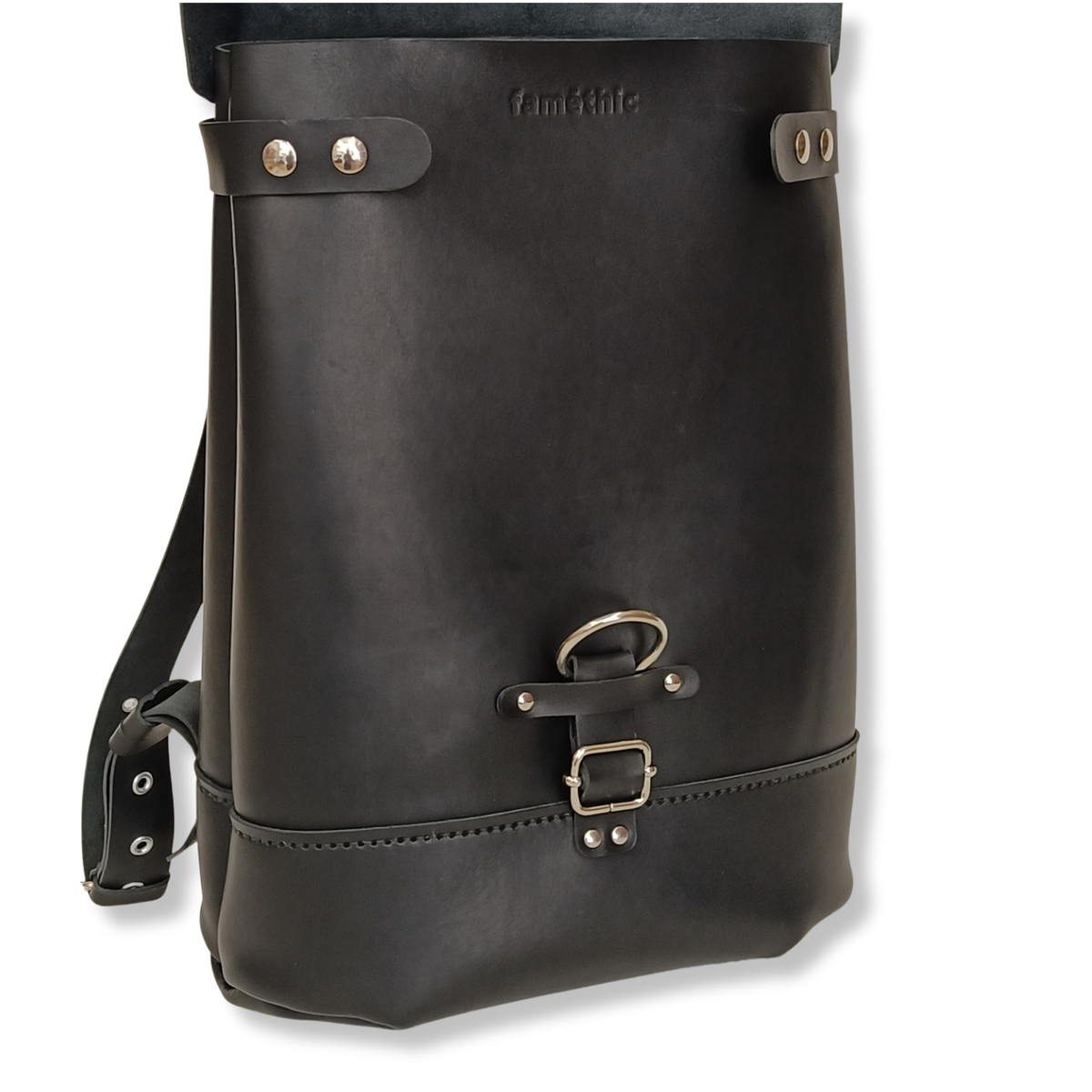 sac à dos de ville élégant femme cuir artisanal made in france tannage végétal faméthic petit mauve noir