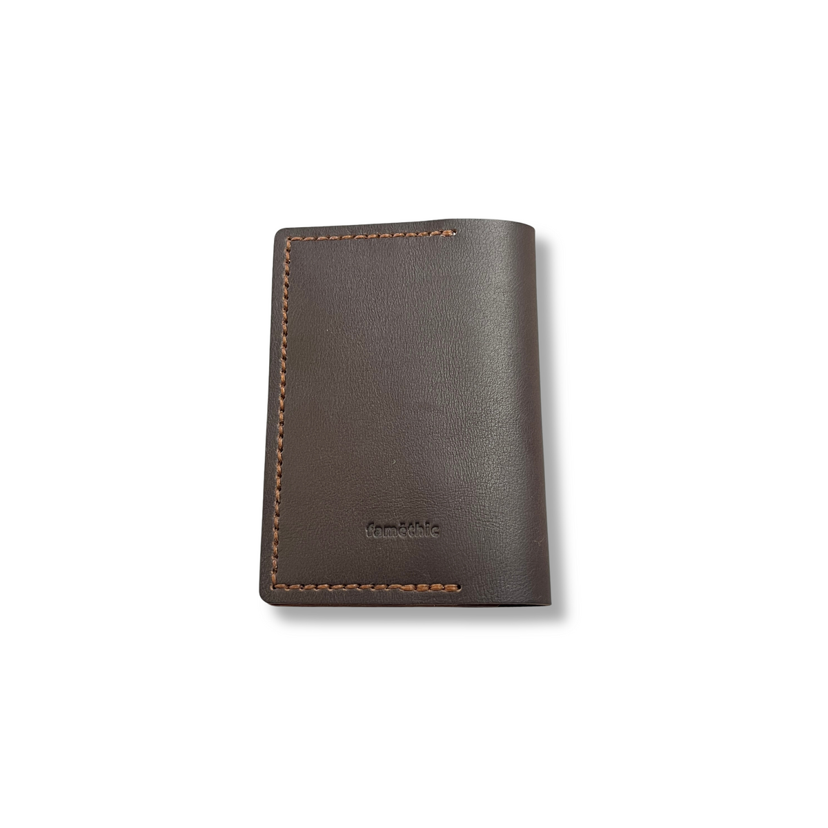 protège passeport et porte carte en cuir marron et cognac maroquinerie française faméthic