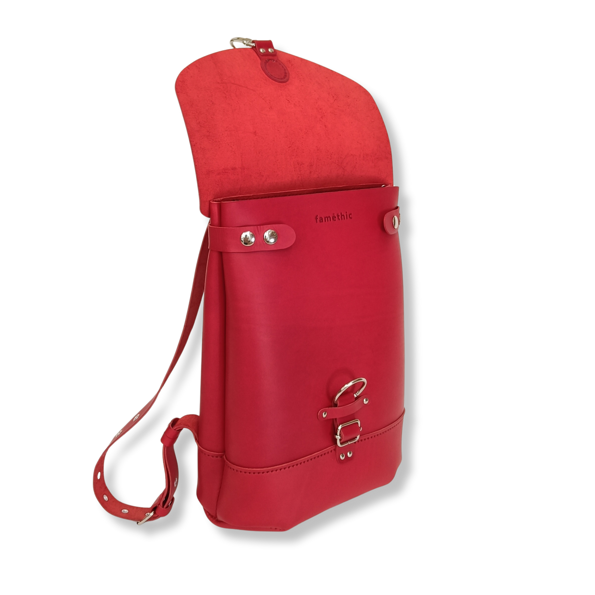 sac à dos de ville élégant femme cuir artisanal made in france tannage végétal faméthic petit mauve rouge bordeaux